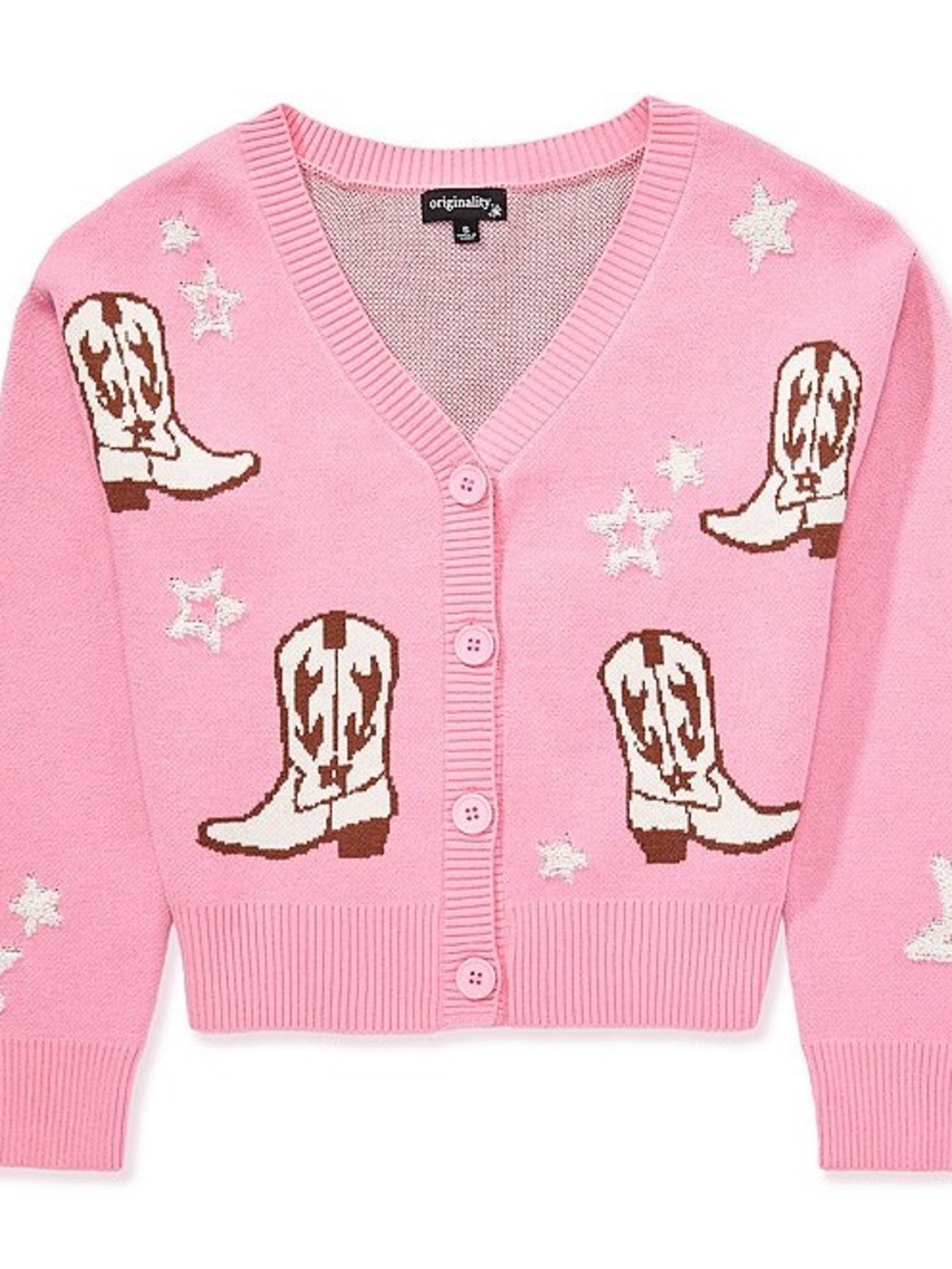 Women’s Long-Sleeve Cowboy Boots/Stars-Pattern Cardigan